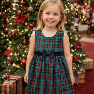 GYMBOREE Red/Green Sleeveless Corduroy Dress, Large